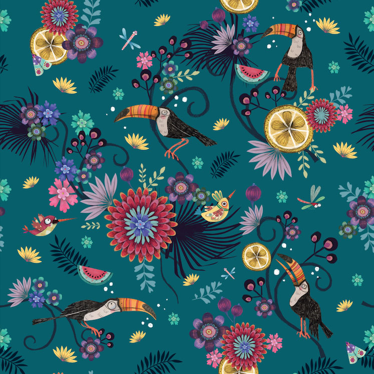 Collection printemps -été 2021 - Anatopik motif toucan Illustré par Cocotte en papier illustratrice